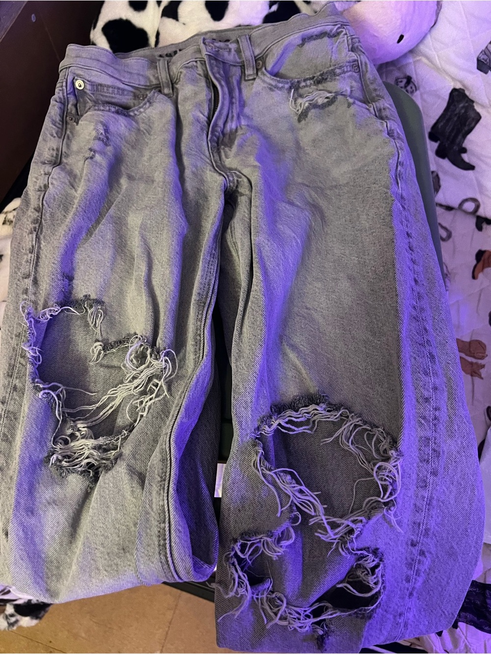 American Eagle Outfitters Distressed Gray Boyfriend Jeans
